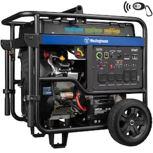 18,000/14,500-Watt Tri-Fuel Gas, Propane, Natural Gas Powered Portable Generator with Remote Electric Start, 50A Outlet