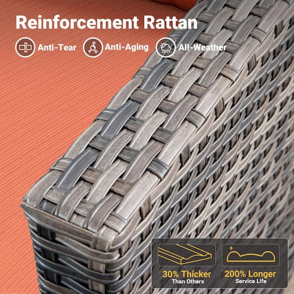 XIZZI Neptune Gray 7-Piece Wicker Patio Conversation Seating Sofa