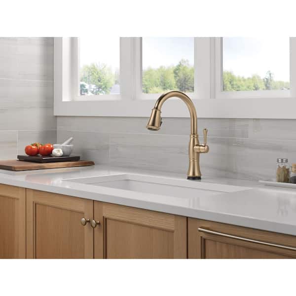 Delta Cassidy Gold Touch/Touchless Champagne Bronze 16 in. H Pull