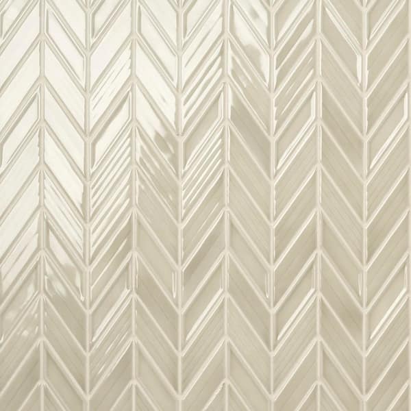 Medley Chevron Celadon Green 11.22 in. x 11.81 in. Glossy Ceramic Mosaic Wall Tile (0.92 sq. ft./Each)