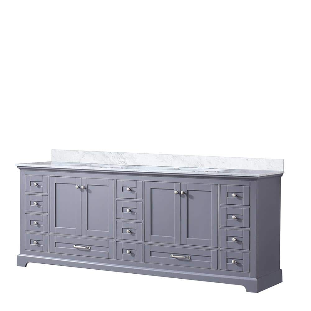 Dukes 84" Dark Grey Double Vanity with White Carrara Marble Top