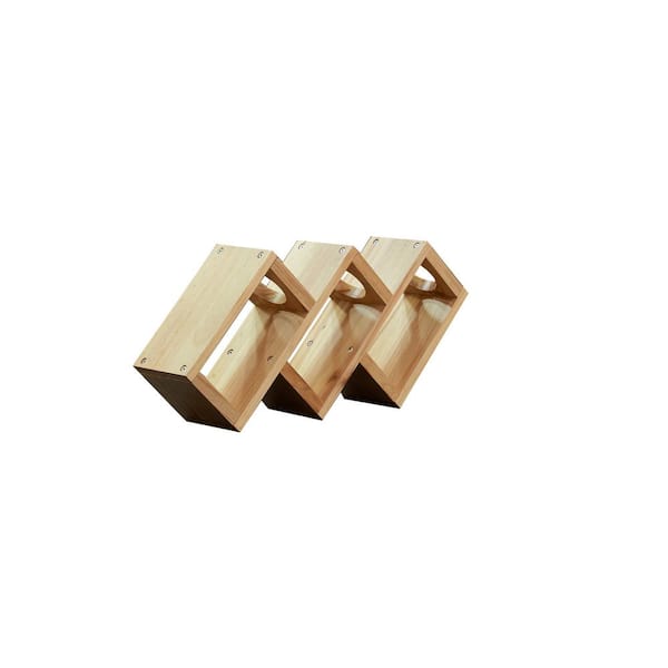 FUNKOL 3-Bottle Natural Pine Table Wine Rack