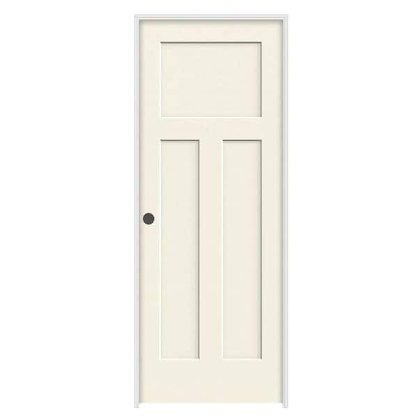 JELD-WEN 24 in. x 80 in. Craftsman Vanilla Painted Right-Hand Smooth Molded Composite Single Prehung Interior Door