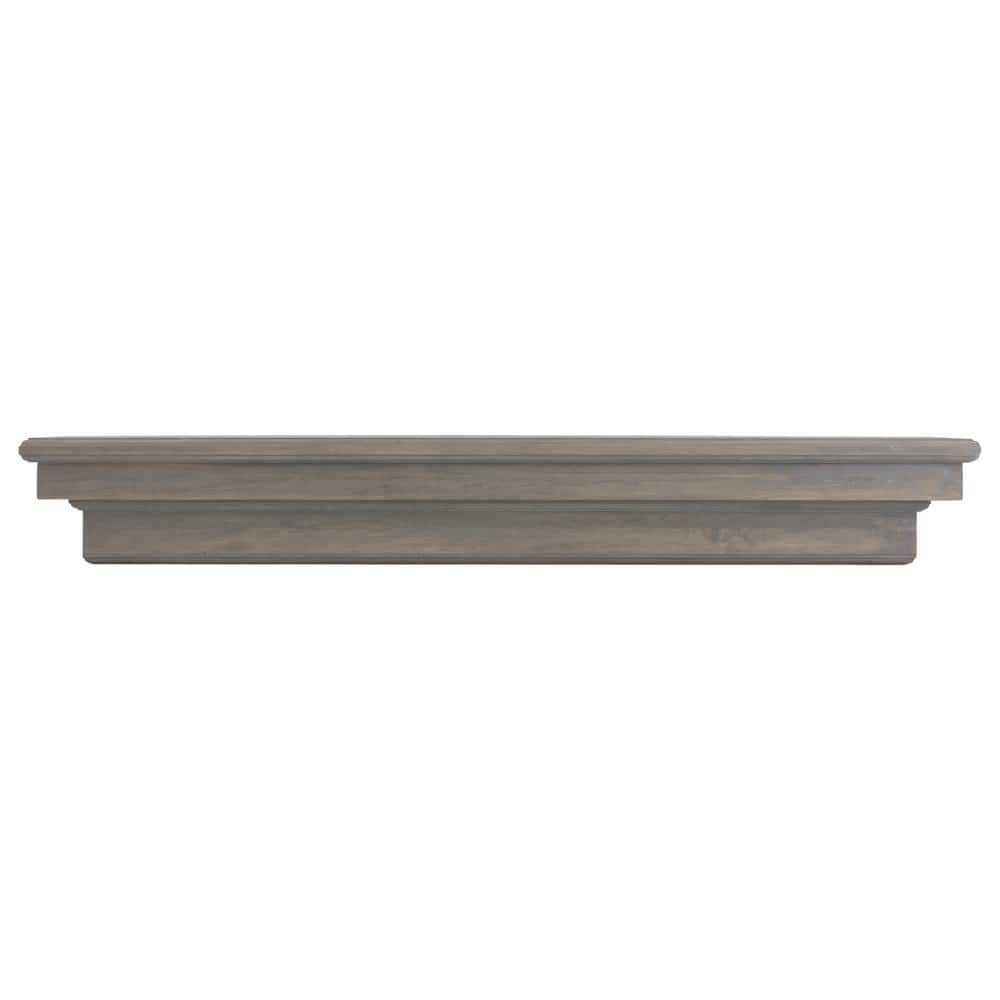 Ash Gray Solid Wood Wall-Mounted Mantel Shelf with Corbel Bracket Arches