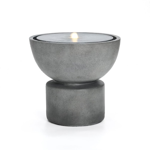 18.5 in. Gray with Speckled Black Resin Urn Fountain with Lights