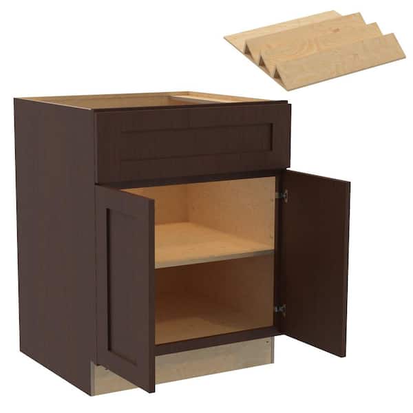 Home Decorators Collection Newport 27 in. W x 24 in. D x 34.5 in. H Assembled Plywood Base Kitchen Cabinet in Manganite with Spice Soft Close