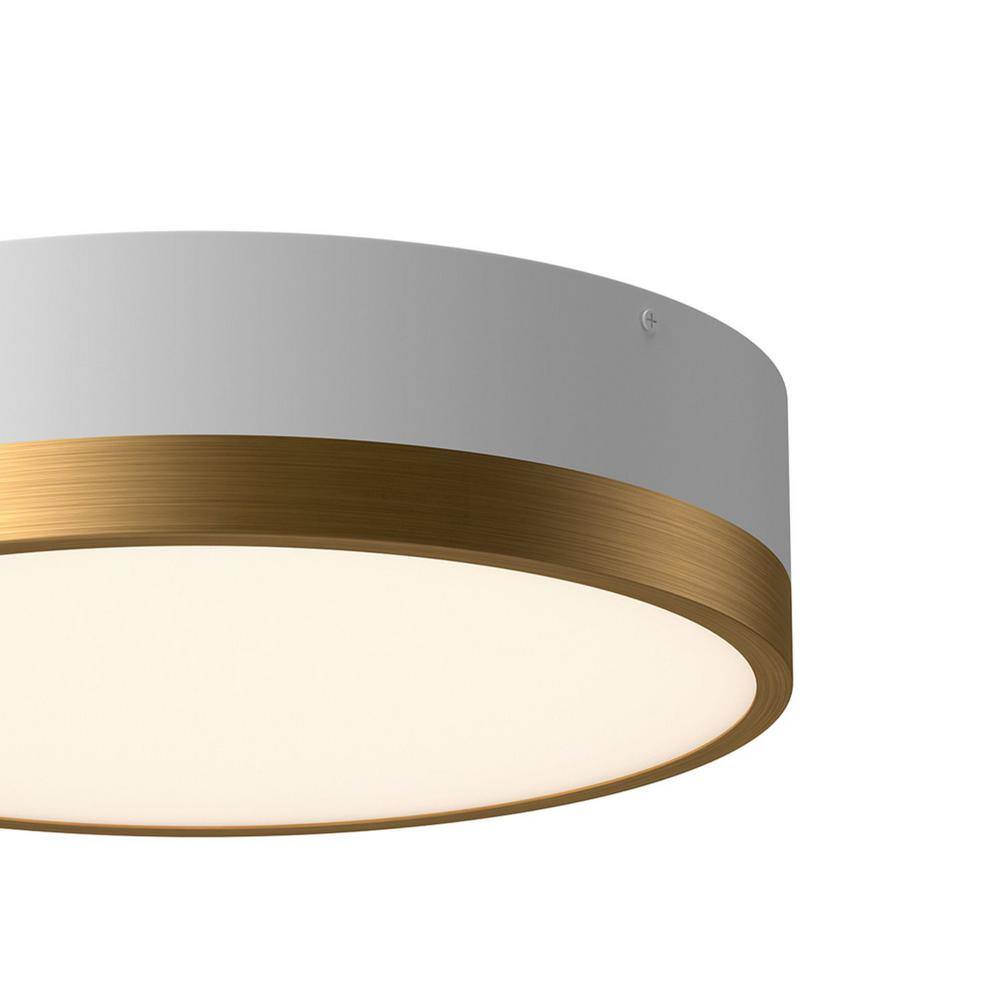 Aged Gold and White Glass Drum Flush Mount