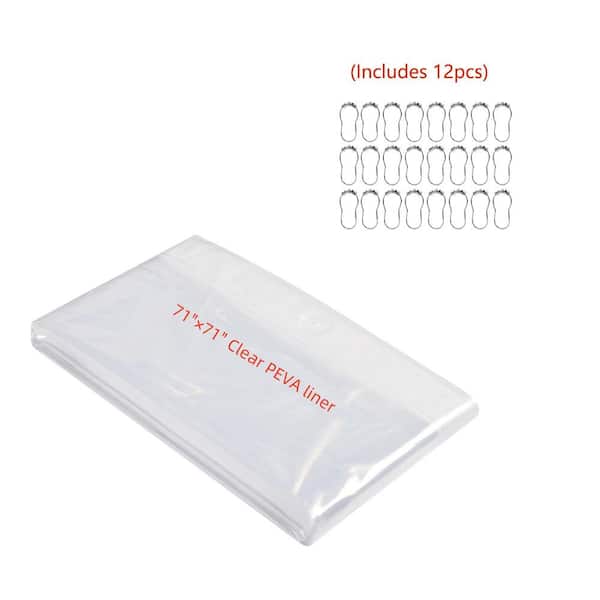 Utopia Alley 70 in. x 72 in. 3G Clear PEVA Liner and 12-Piece Stainless Steel Double Shower Durtain Hooks, Chrome.