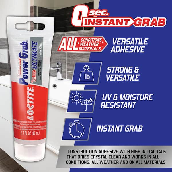 Power Grab Ultimate Instant Grab 2.7 oz. SMP Construction Adhesive Crystal Clear Tube (6 pack)