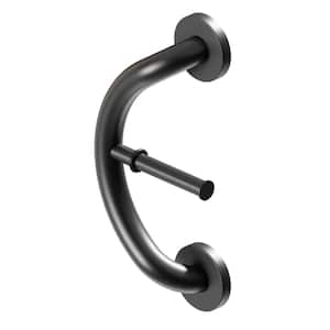 Plus, 14 in. Concealed Screw Grab Bar and Toilet Paper Holder, Decorative Grab Bar ADA Compliant in Matte Black