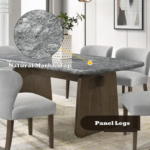 Acme Furniture Meridian Walnut Natural Marble Top 79 in. Double