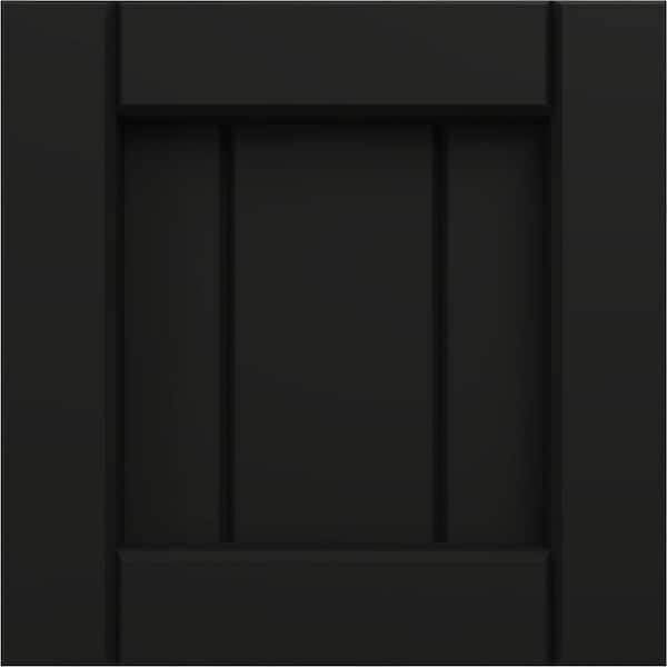 12 in. W x 12 in. H EnduraCore Composite Framed Board-n-Batten Shutters Sample, Black