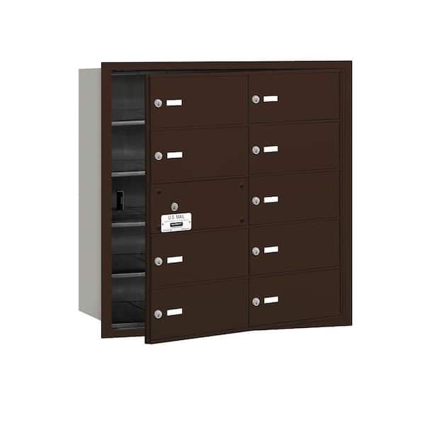 Salsbury Industries 3600 Series Bronze Private Front Loading 4B Plus Horizontal Mailbox with 10B Doors (9 Usable)