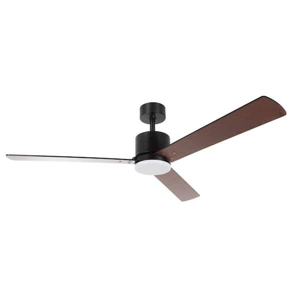 Orla 52 in. Quiet Indoor Matte Black Ceiling Fan with LED Light kit and Remote Control