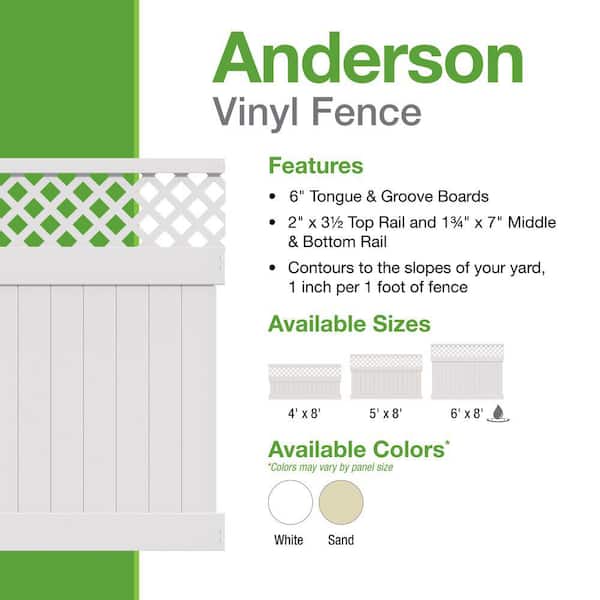 Barrette Outdoor Living Rainier 6x8 Sand Vinyl Fence Panel