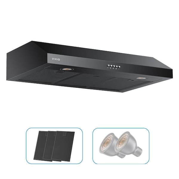 30 in. 600 CFM Ducted Under Cabinet Range Hood in Black Stainless Steel with 3-Way Venting, LED Lights and Dual Motor