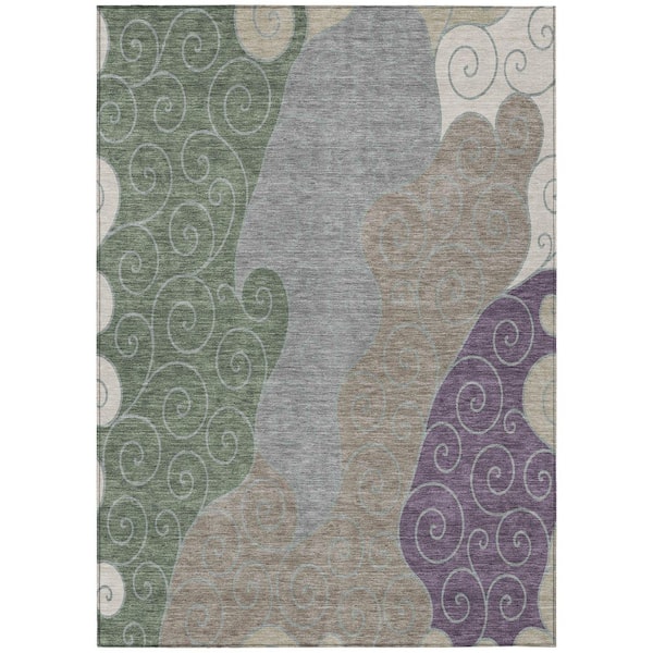 Chantille Machine Washable Indoor/Outdoor Abstract ACN2464 Pewter 5 ft. x 7 ft. 6 in. Area Rug