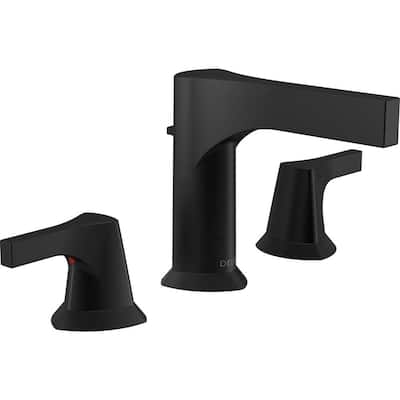 Zura 8 in. Widespread 2-Handle Bathroom Faucet with Metal Drain Assembly in Matte Black