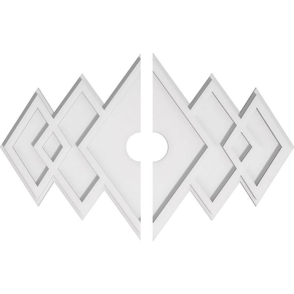 Ekena Millwork 28 in. W x 18-5/8 in. H x 3 in. ID x 1 in. P Zoe Architectural Grade PVC Contemporary Ceiling Medallion (2-Piece)