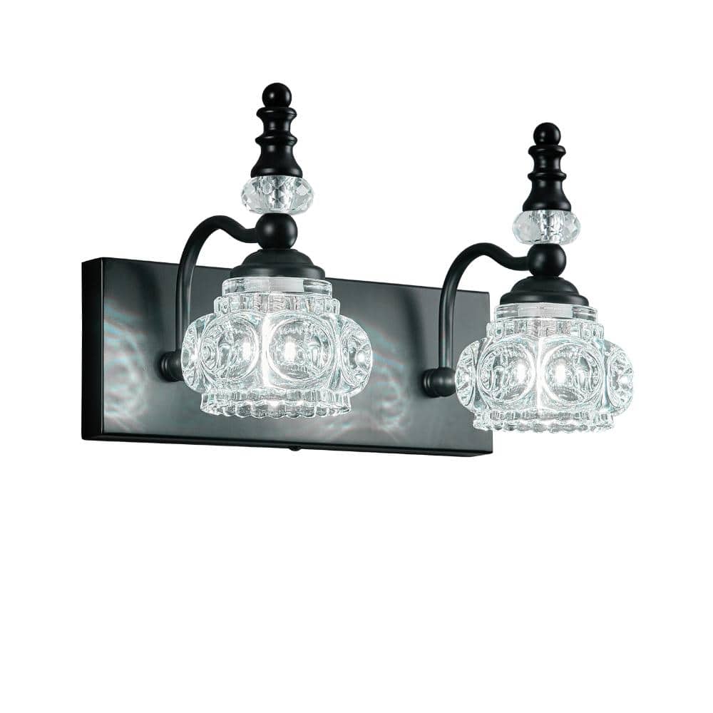 11.81 in. 2-Light Black Vanity Light Clear Glass For Bathroom Mirror Bedroom Hallway Farmhouse price history on PriceWatchPro