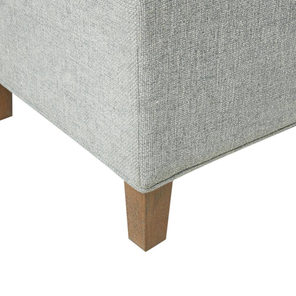Soft Blue 48" Upholstered Storage Bench with Wood Legs