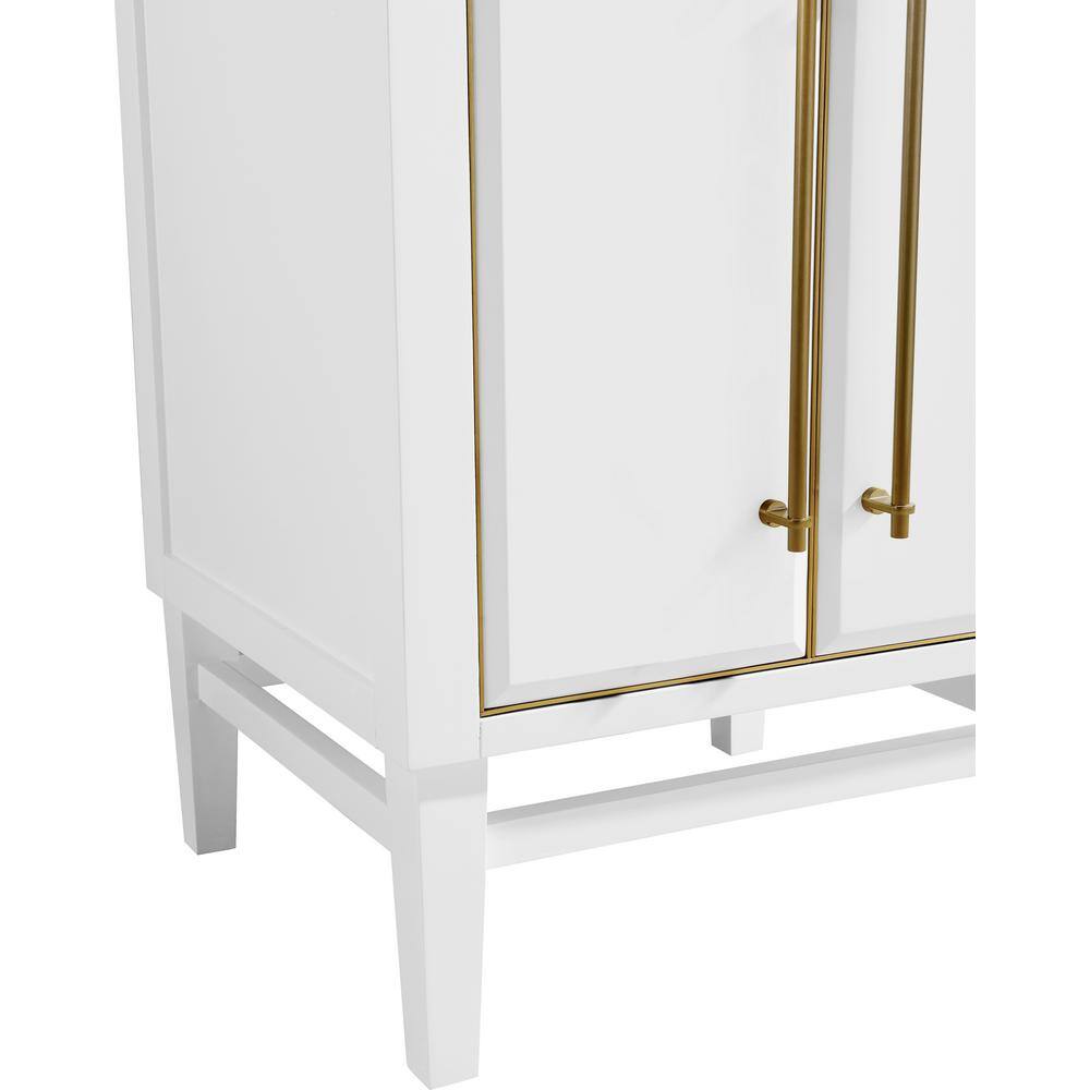 Modern Elegance 24" White Solid Wood Bathroom Vanity with Marble Top