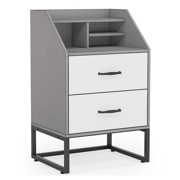 TRIBESIGNS WAY TO ORIGIN Mayville 2 Drawers Nightstands Modern Black and Gray Wood Bedroom Bedside Table, 19.68" W * 15.74" D * 31.49" H