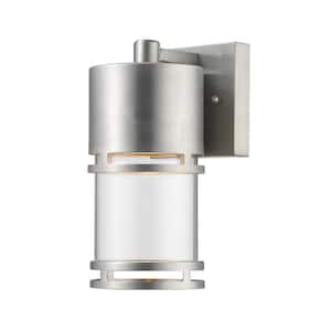 Luminata 6W 8 in. Brushed Aluminum Integrated LED Aluminum Hardwired Outdoor Weather Resistant Barn Wall Sconce Light