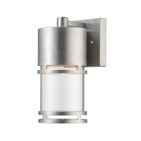 Unbranded Luminata 6W 8 in. Brushed Aluminum Integrated LED Aluminum Hardwired Outdoor Weather Resistant Barn Wall Sconce Light