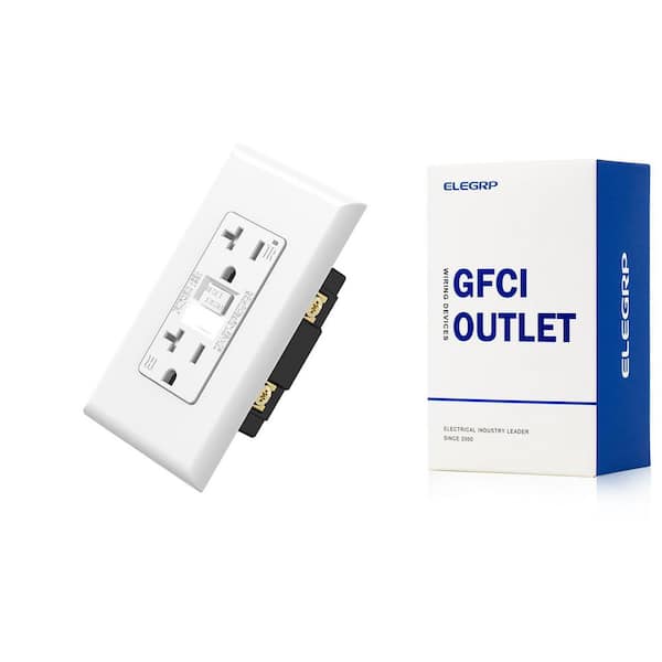 GFCI Outlet with Night Light, 20 Amp 125V Tamper Resistant Duplex wall outlet, Wall Plate included, Matte White 1PC