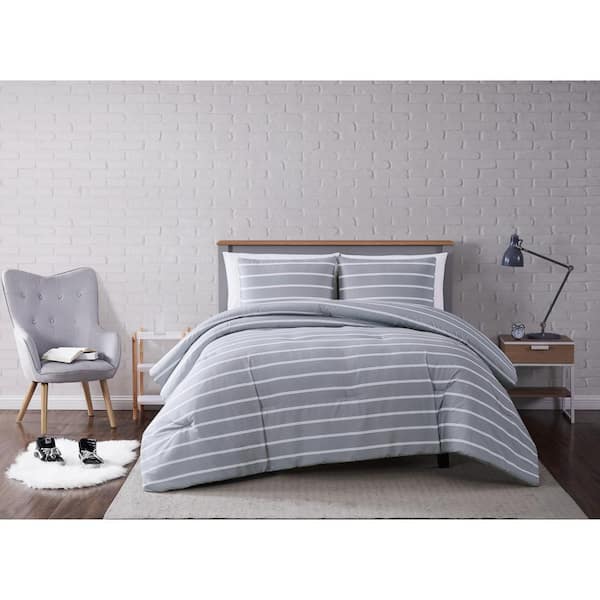 Truly Soft Maddow Stripe Grey Full/Queen 3-Piece Comforter Set