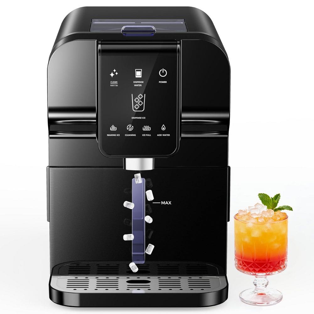 11.1 in. 30 lbs. Nugget Ice Portable Countertop Ice Maker in Black Finish with Automatic Ice Dispense