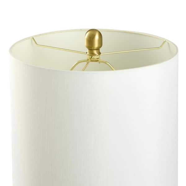 StyleCraft 16.5 in. Gold Table Lamp with White Hardback Fabric