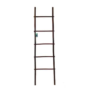 6 ft. 5-Shelf Stained Bamboo Ladder Towel Rack in Mahogany