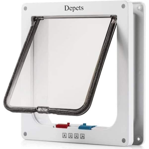 9.9 in. x 9.2 in. 4-Way Locking Cat Flap Door for Interior Exterior Cat Door
