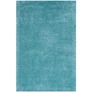 Indie Shag Turquoise 7 ft. x 9 ft. Solid Area Rug