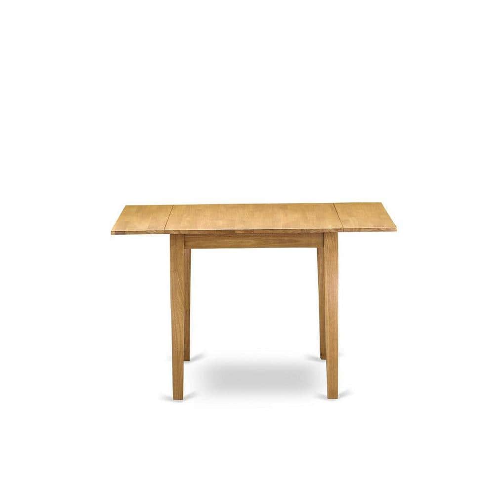 Natural Oak Finish Solid Wood Dining Set with Linen Upholstered Chairs
