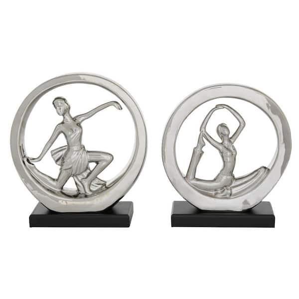 Litton Lane Silver Polystone Dancer Sculpture (Set of 2)