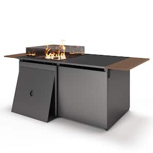 64 in. Steel LP Fire Pit Table in Black