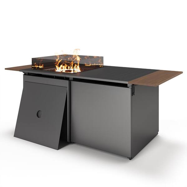 LAUSAINT HOME 64 in. Steel LP Fire Pit Table in Black