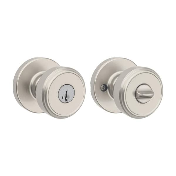 Kwikset Maven Satin Nickel Keyed Entry Round Door Knob featuring SmartKey Technology