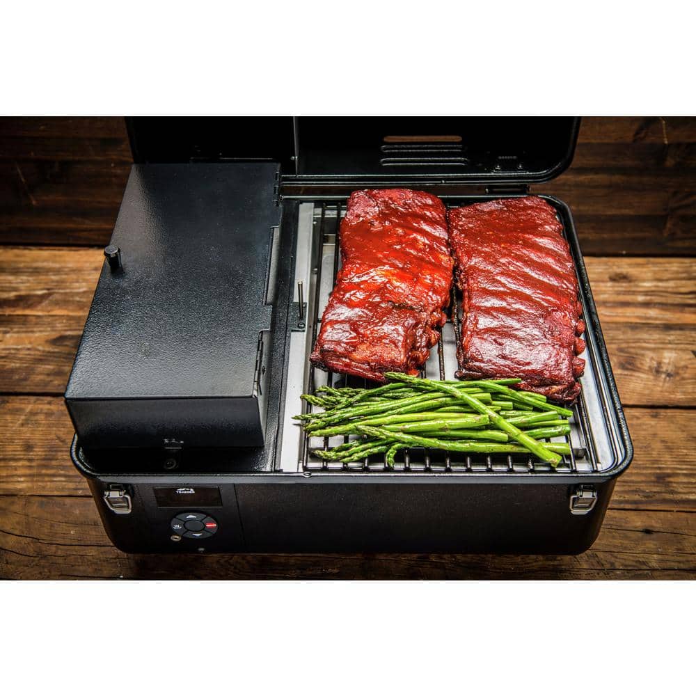 Black Portable Wood Pellet Grill and Smoker with Digital Controller