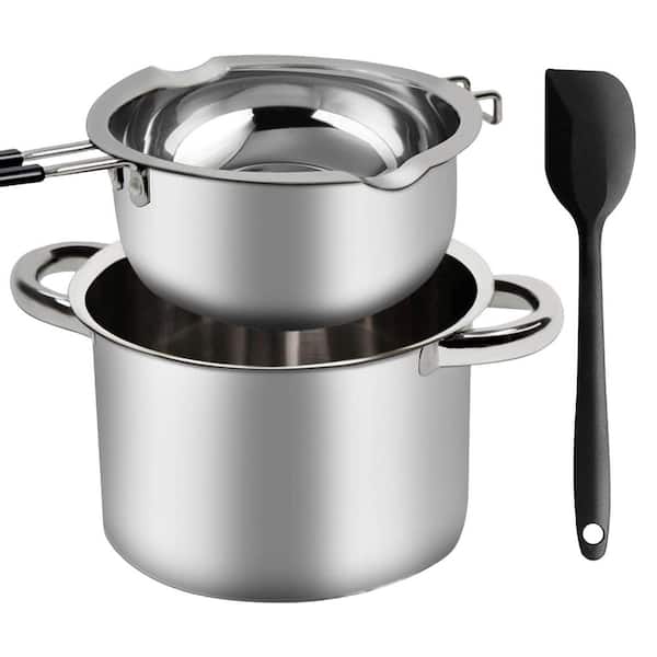 Stainless Steel Double Boiler Pot Set 1200ML Chocolate Melting Pot with Silicone Handle and 2800ML Pot