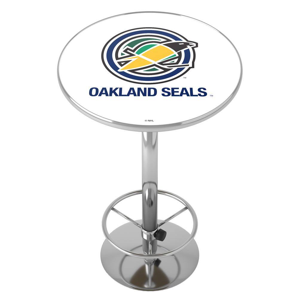 Oakland Seals Vintage 27 in. Chrome Round Table Top with Adjustable Foot Re