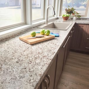 4 ft. Straight Laminate Countertop in Textured Tuscan Romano with Eased Edge and Integrated Backsplash