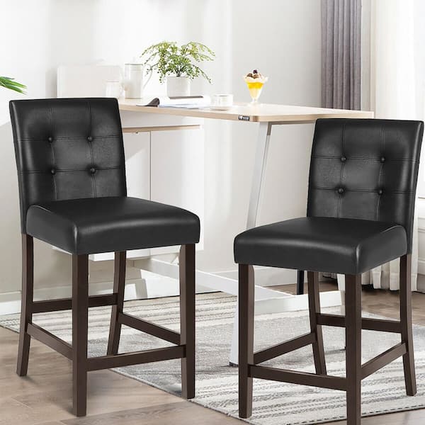 Gymax Set of 4-Bar Stools 25 in. Counter Height Barstool Pub Chair