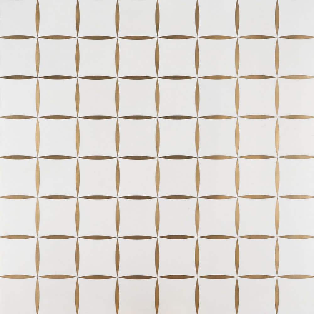 Verity 12" x 12" Polished White and Gold Marble Mosaic Tile