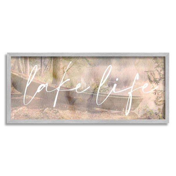 The Stupell Home Decor Collection Lake Life Forest Nature Canoe Design By Lil' Rue Framed Nature Art Print 24 in. x 10 in.