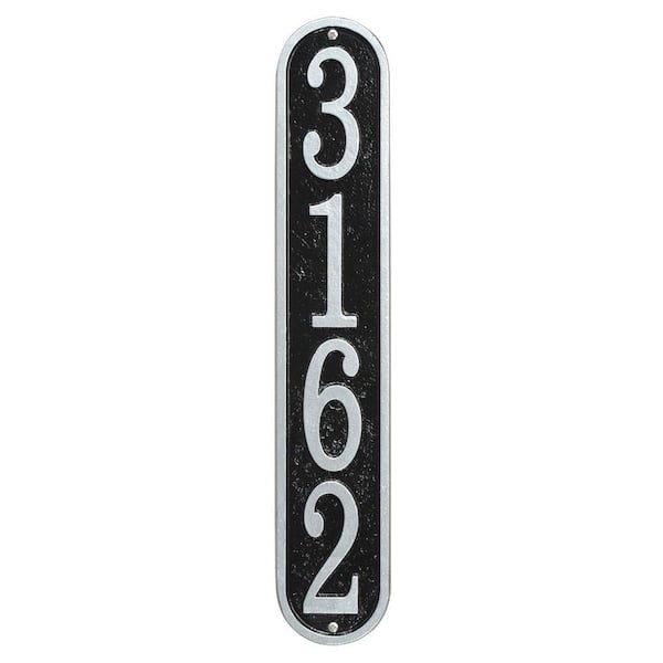 Whitehall Products Fast and Easy Vertical House Number Plaque, Black/Silver