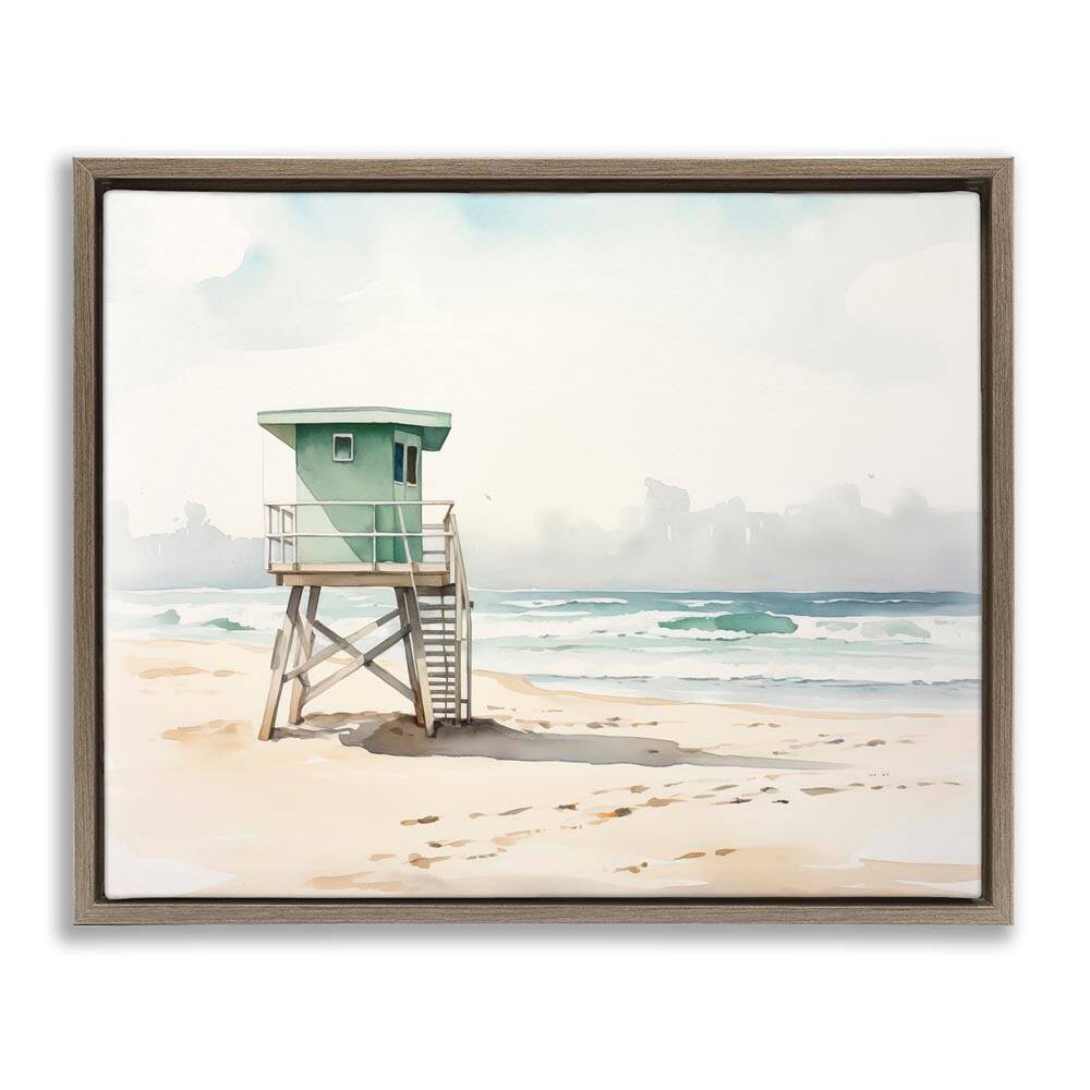 Summer Lifeguard Stand by Arlington Prints Brown Floater Frame Coastal Graphic Art Print 17 in. x 21 in. price history on PriceWatchPro